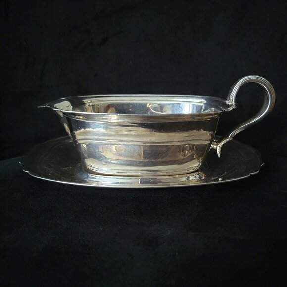 Vtg Amesbury 9421 Silverplate Gravy Boat with Underplate By Wallace Silver *Read - Picture 5 of 13
